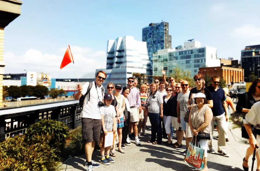 Tour Guide with Group on Hudson Yards tour