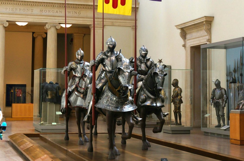 Group of knight statues at the Metropolitan Museum of Art in New York City