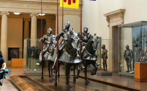 Group of knight statues at the Metropolitan Museum of Art in New York City