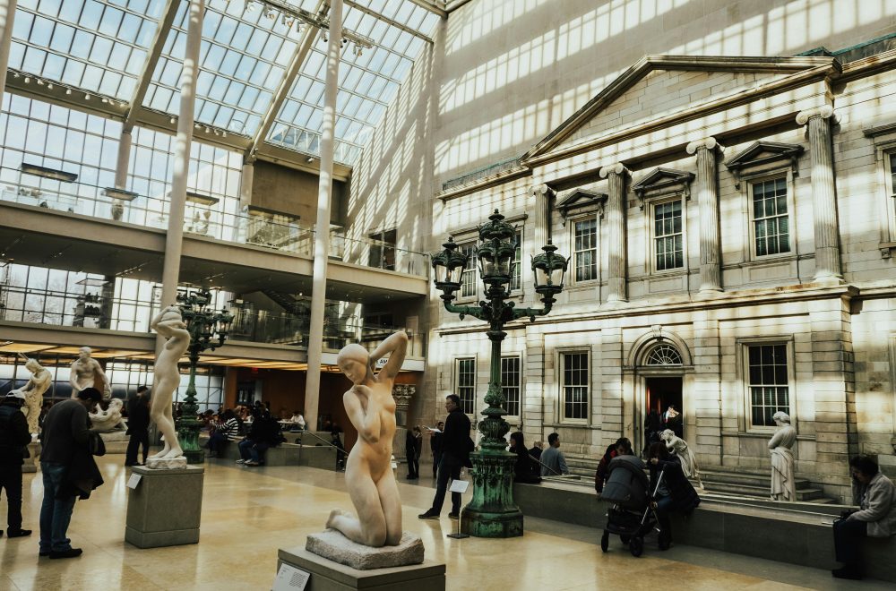 People inside the Metropolitan Museum of Art in New York