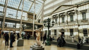 People inside the Metropolitan Museum of Art in New York