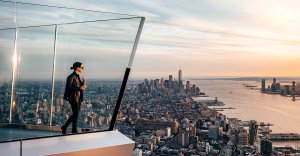 standing on the Edge observation deck in Manhattan