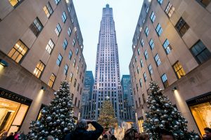 Christmas trees at Rockefeller Center in New York City