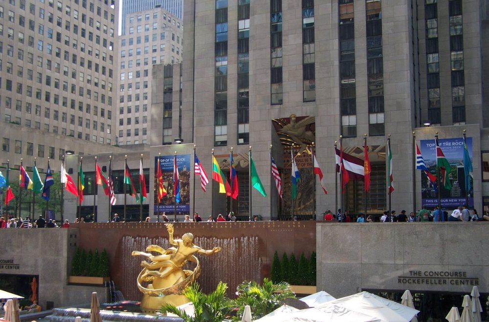 Flags at Rockefeller Center in New York