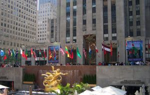 Flags at Rockefeller Center in New York