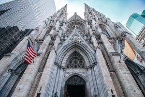 Front of St Patricks Cathedral in daytime in New York