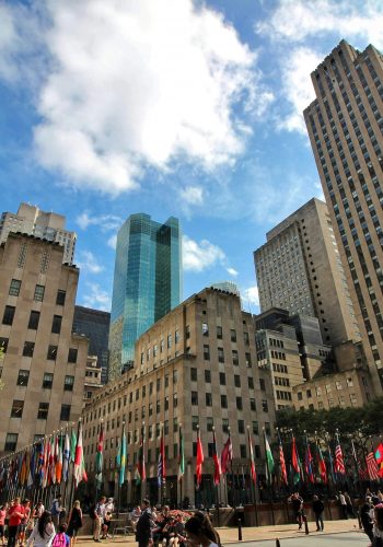 View of Rockefeller Plaza in daytime in New York City