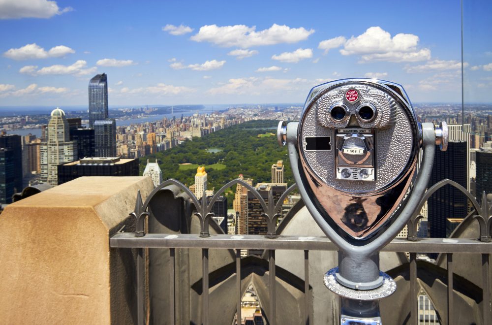 Zoom binoculars on Top of the Rock tour