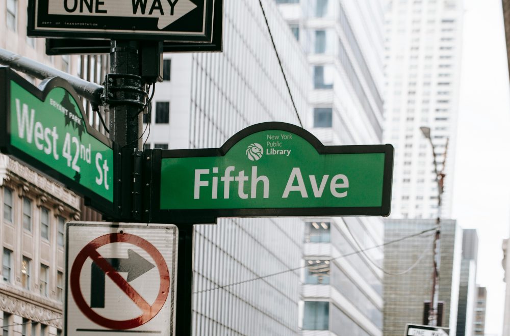 Fifth Avenue sign in New York City during Midtown Walking Tour