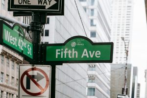 Fifth Avenue sign in New York City during Midtown Walking Tour