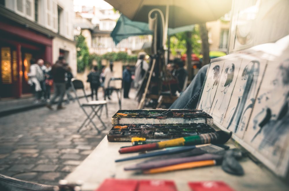 Close up of Art at Place du Tertre - Paris