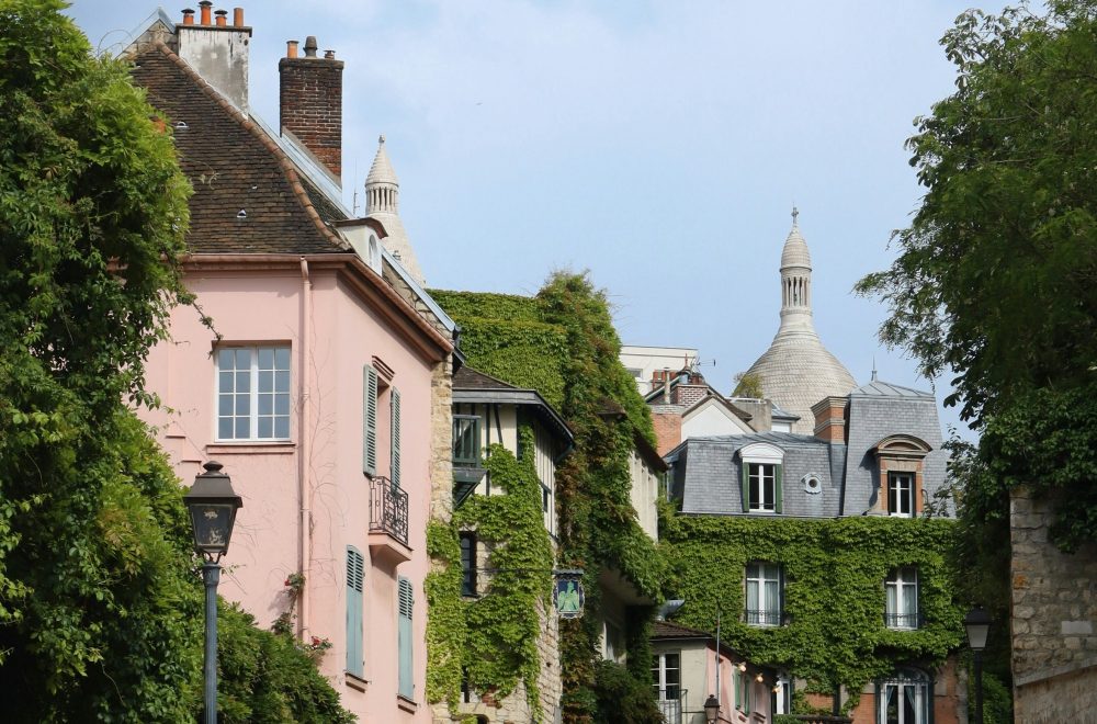 Buildings and trees in rue de l'abreuvoir, paris