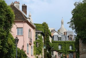 Buildings and trees in rue de l'abreuvoir, paris