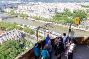 High view of Tour Guide and group during Eiffel Tower Guided Climb