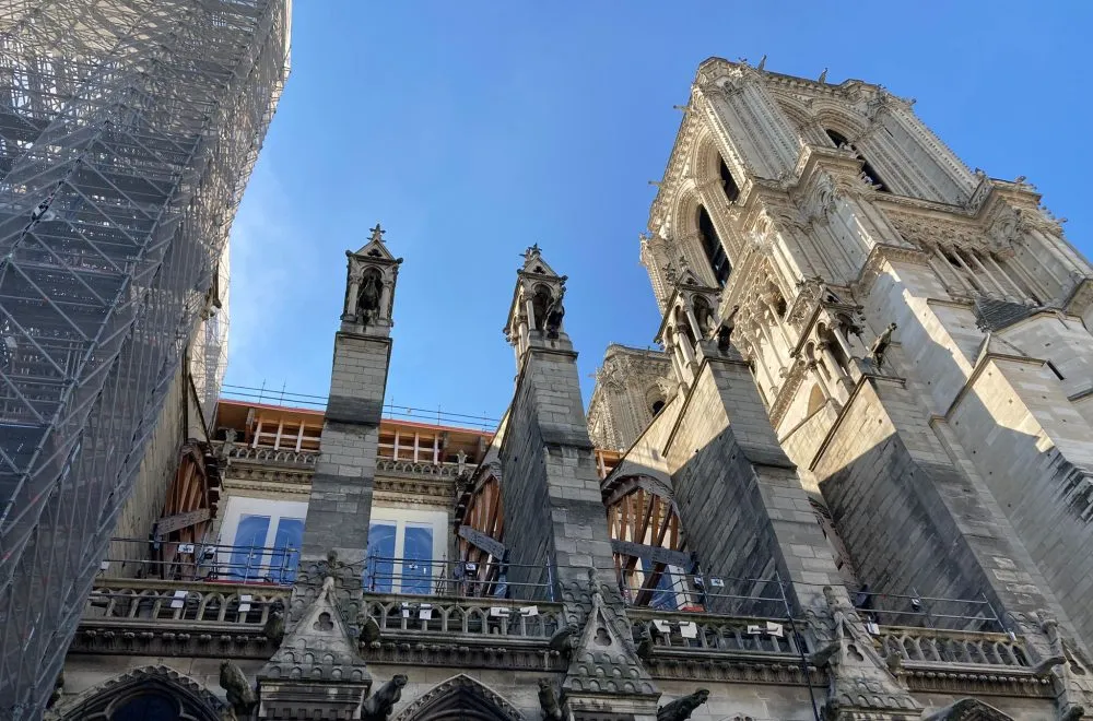 Notre Dame from ground, north side, gargoyles