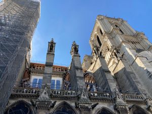 Notre Dame from ground, north side, gargoyles