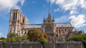 Side view of Notre Dame in Paris