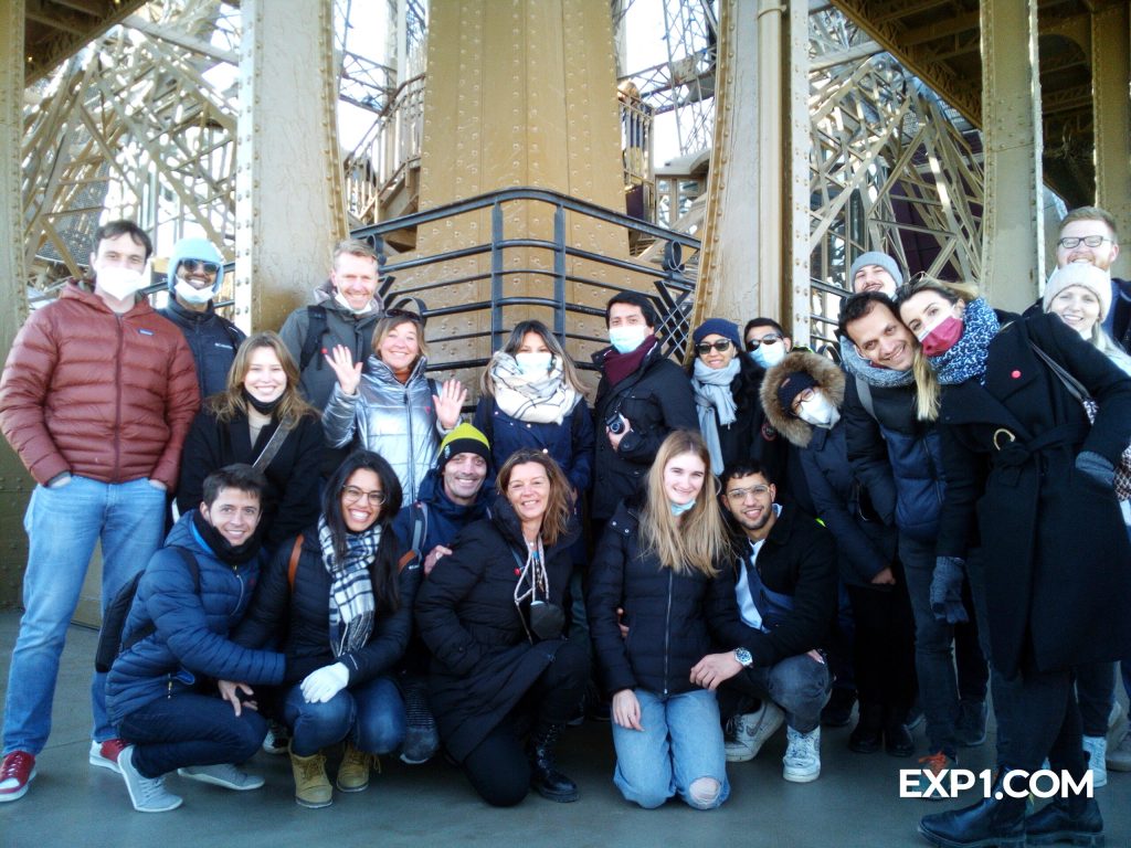 Group photo Eiffel Tower Guided Climb by Stairs on 12 February 2022 with Yoan