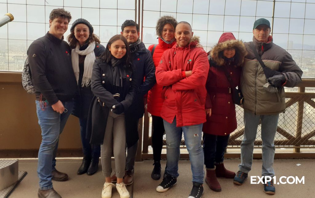 Group photo Eiffel Tower Guided Climb by Stairs on 14 February 2022 with Monika