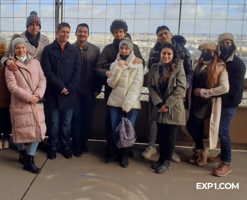 Group photo Eiffel Tower Guided Climb by Stairs on 14 February 2022 with Monika