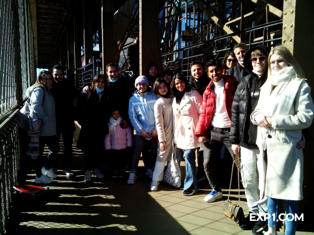 Group photo Eiffel Tower Guided Climb by Stairs on 27 February 2022 with Yoan