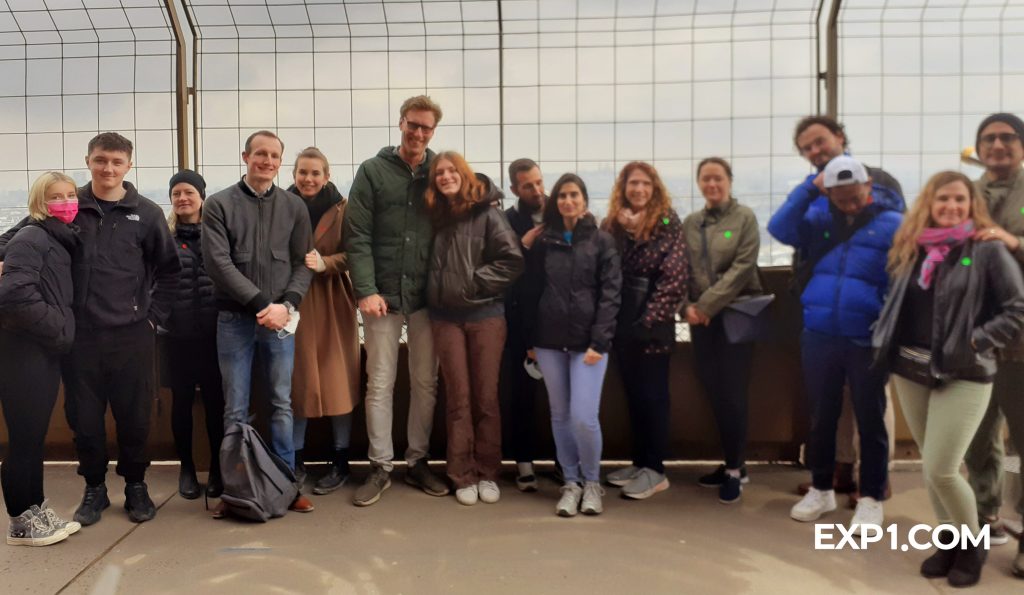 Group photo Eiffel Tower Guided Climb by Stairs on 3 March 2022 with Monika