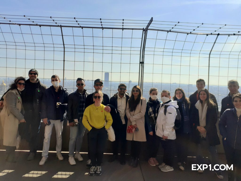 Group photo Eiffel Tower Guided Climb by Stairs on 10 March 2022 with Monika