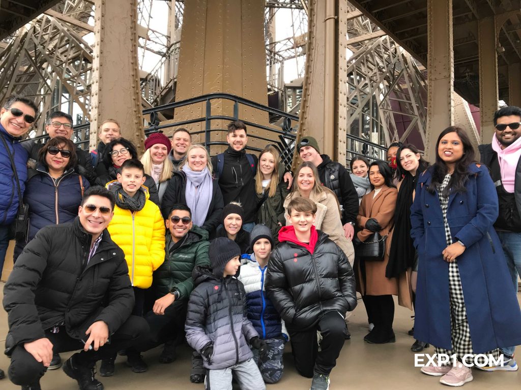 Group photo Eiffel Tower Guided Climb by Stairs on 13 March 2022 with Yoan