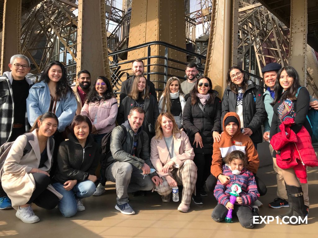 Group photo Eiffel Tower Guided Climb by Stairs on 5 March 2022 with Yoan