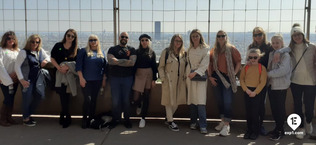 Group photo Eiffel Tower Guided Climb by Stairs on 21 March 2022 with Monika