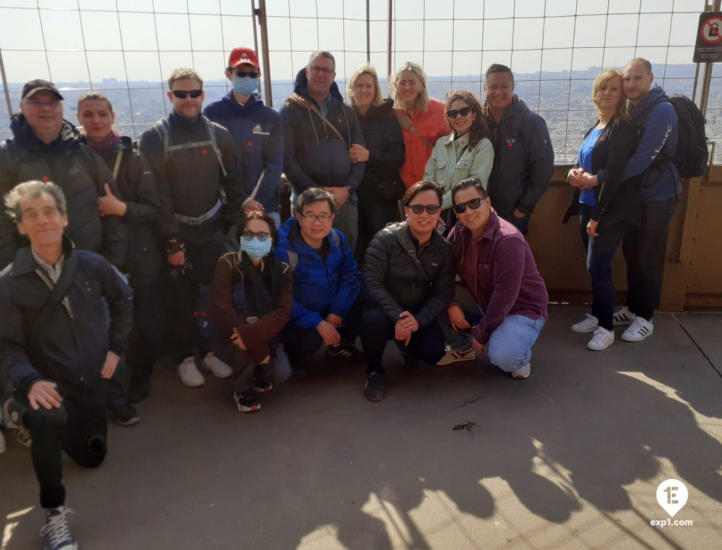 Group photo Eiffel Tower Guided Climb by Stairs on 22 March 2022 with Monika