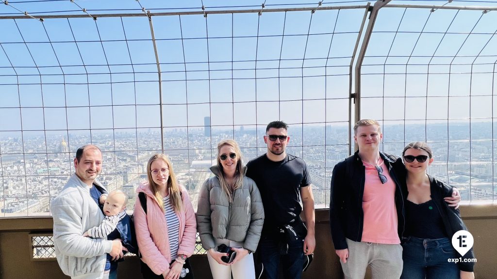 Group photo Eiffel Tower Guided Climb by Stairs on 26 March 2022 with Russell