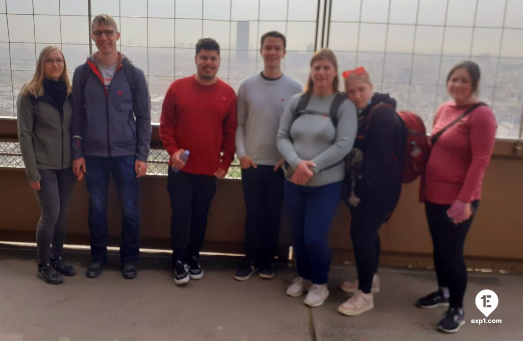 Group photo Eiffel Tower Guided Climb by Stairs on 29 March 2022 with Monika