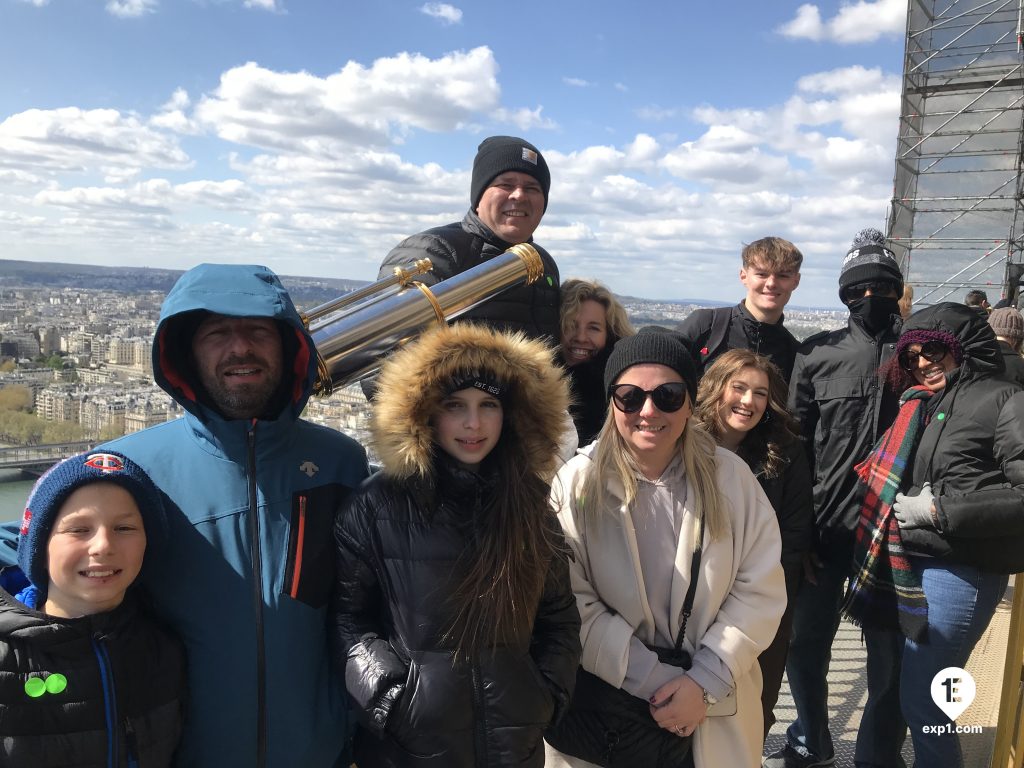 Group photo Eiffel Tower Elevator Tour on 3 April 2022 with Yoan