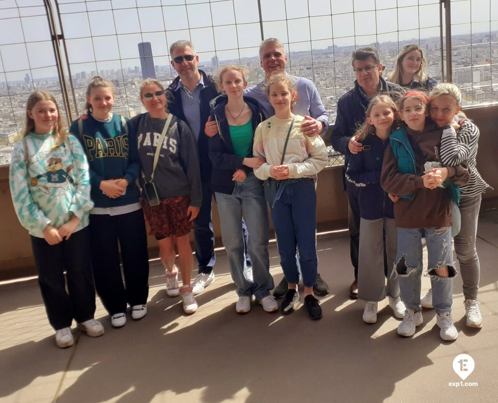 Group photo Eiffel Tower Guided Climb by Stairs on 12 April 2022 with Monika