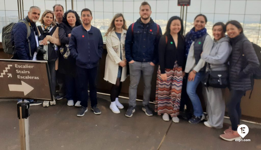 Group photo Eiffel Tower Guided Climb by Stairs on 26 April 2022 with Monika