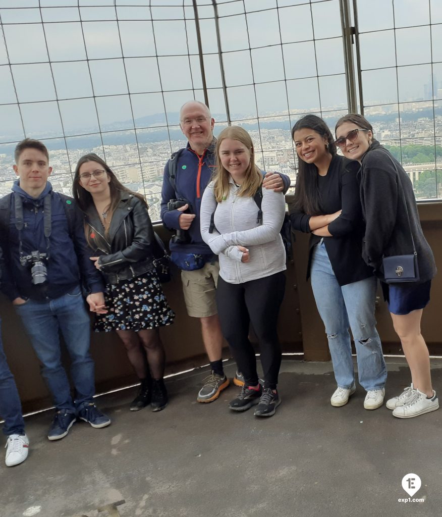 Group photo Eiffel Tower Guided Climb by Stairs on 25 April 2022 with Monika