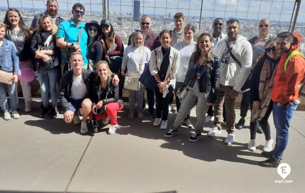 Group photo Eiffel Tower Guided Climb by Stairs on 24 May 2022 with Monika