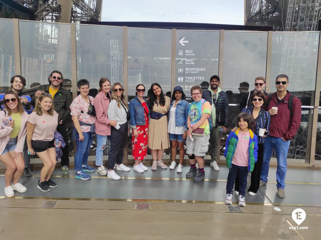 Group photo Eiffel Tower Guided Climb by Stairs on 3 June 2022 with David