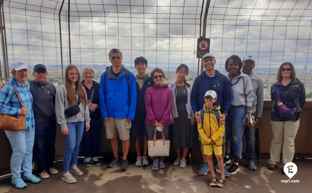 Group photo Eiffel Tower Guided Climb by Stairs on 7 June 2022 with Monika