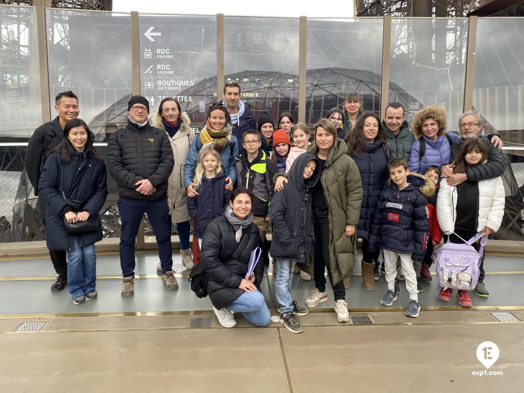 Group photo Eiffel Tower Guided Climb by Stairs on 19 February 2023 with Melanie