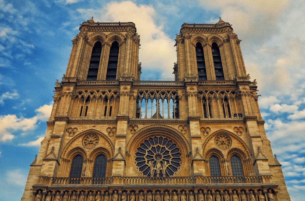 Notre Dame facade shown on tour