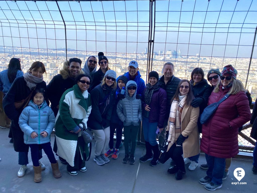 Group photo Eiffel Tower Elevator Tour on 2 March 2023 with Melanie