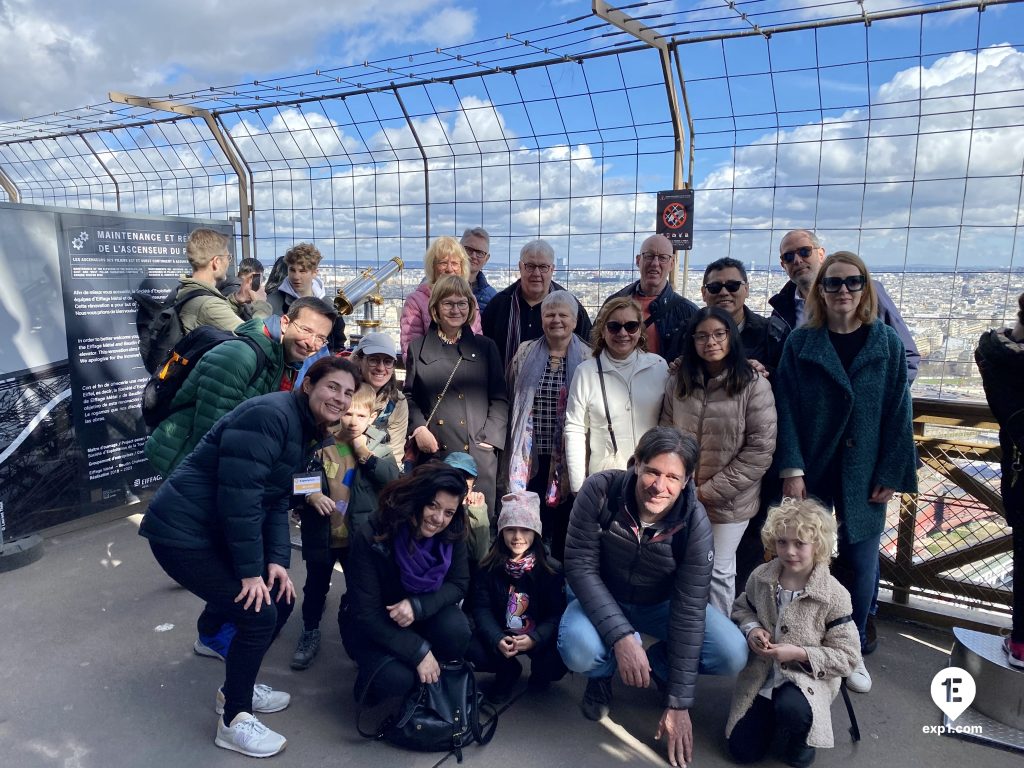 Group photo Eiffel Tower Elevator Tour on 18 March 2023 with Melanie