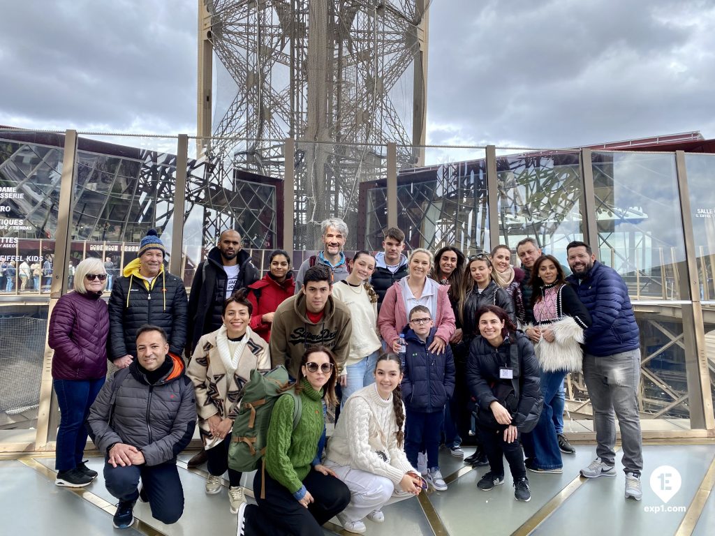 Group photo Eiffel Tower Guided Climb by Stairs on 1 April 2023 with Melanie