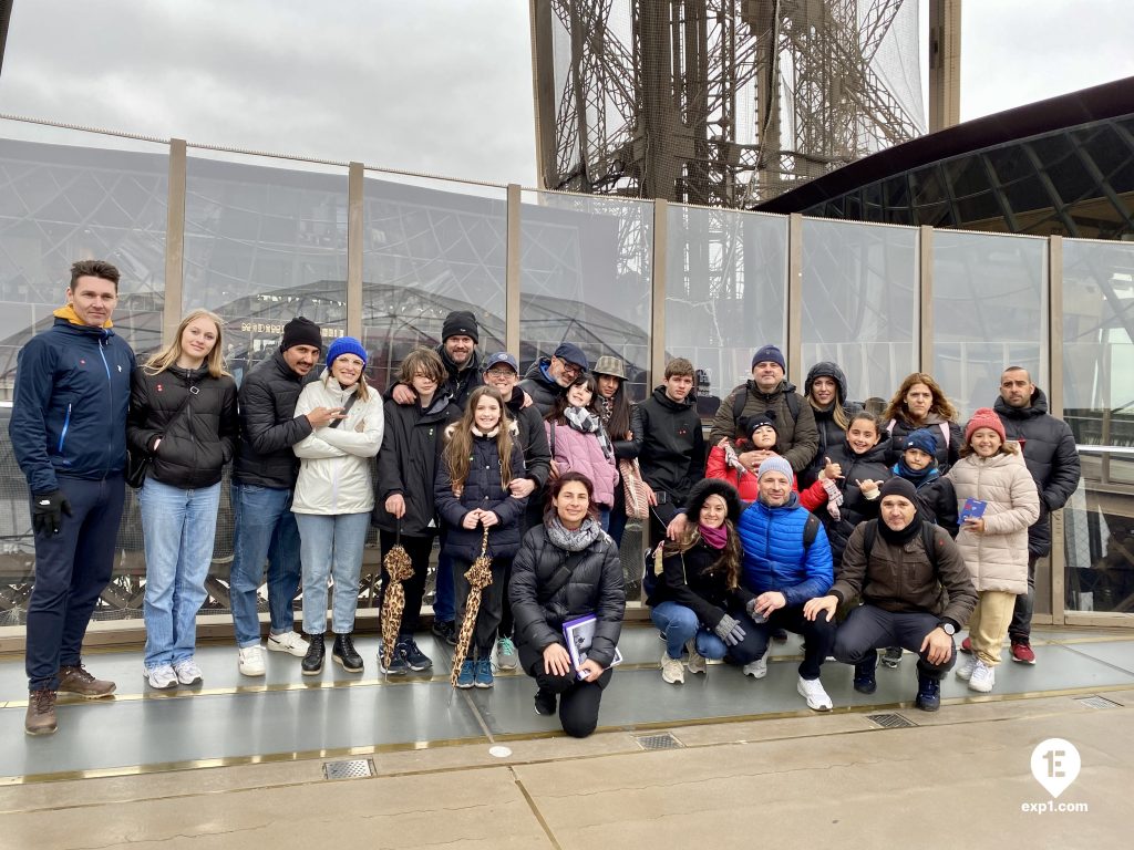 Group photo Eiffel Tower Guided Climb by Stairs on 2 April 2023 with Melanie