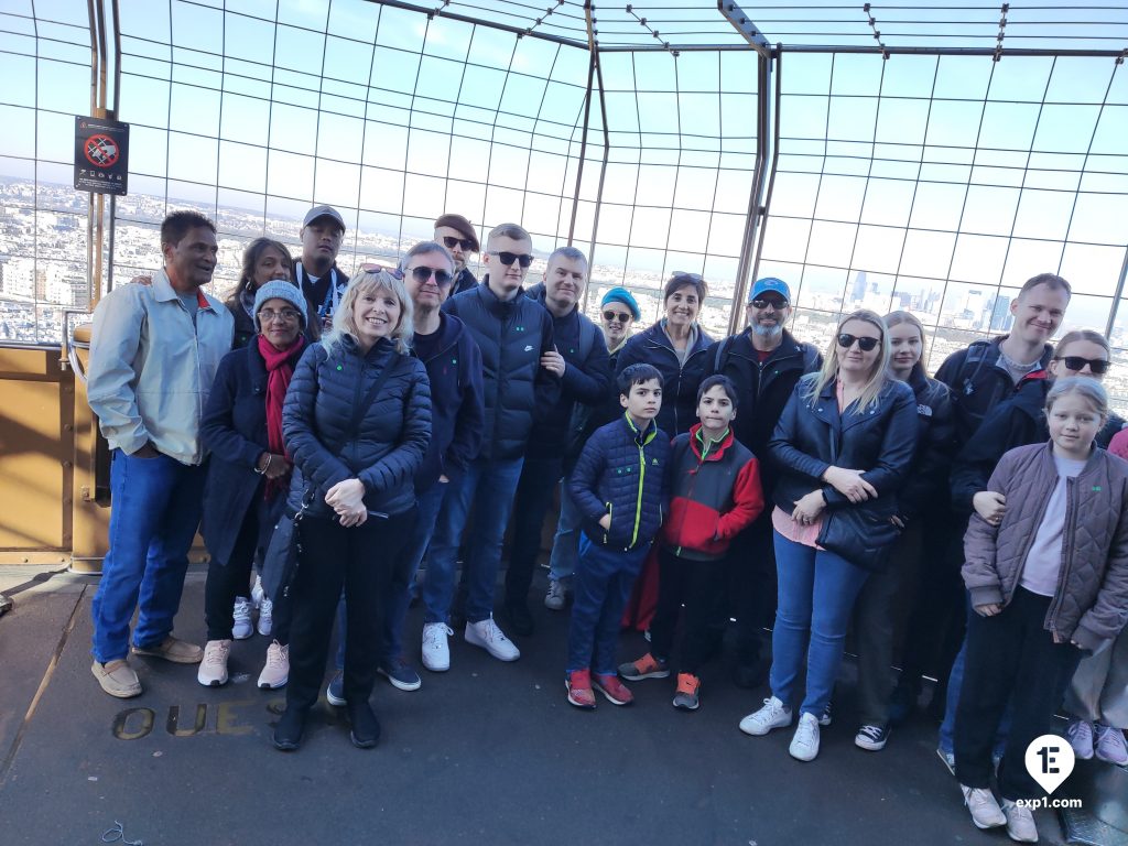 Group photo Eiffel Tower Guided Climb by Stairs on 5 April 2023 with Monika