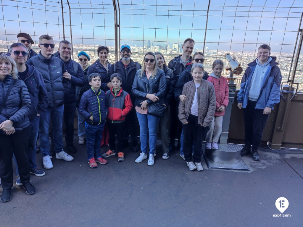 Group photo Eiffel Tower Guided Climb by Stairs on 5 April 2023 with Monika