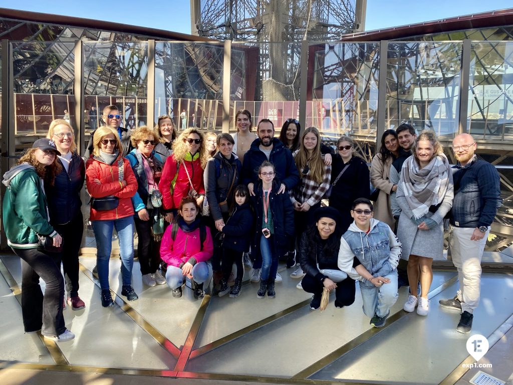 Group photo Eiffel Tower Guided Climb by Stairs on 8 April 2023 with Melanie