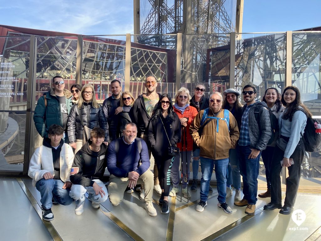 Group photo Eiffel Tower Guided Climb by Stairs on 9 April 2023 with Melanie